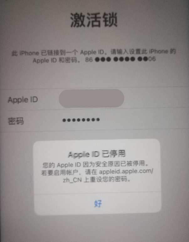 通化苹果手机维修分享iPhone 12 出现提示“Apple ID 已停用”怎么办 