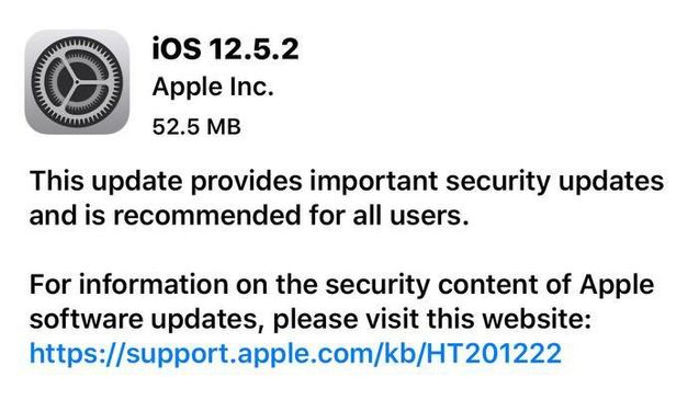 通化苹果手机维修分享iOS12.5.2发布，建议所有老苹果用户安装 